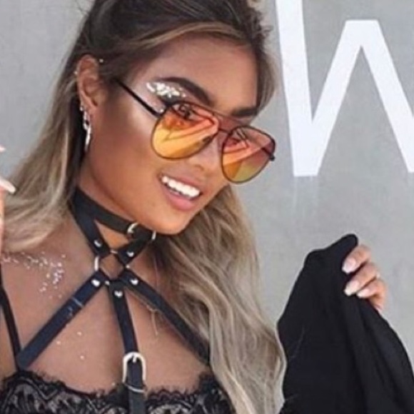 Quay x Desi Sahara orange yellow Fade Sunglasses - Picture 4 of 6